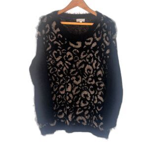 Joseph A Fuzzy Sweater Animal Print Bold Abstract Size Large Boho Streetwear